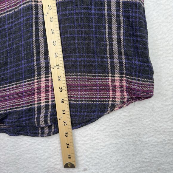 Cloth & Stone Anthropologie Plaid Tunic Shirt Dress High‎ Low Hem Grunge Revival - Picture 15 of 16